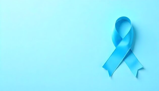 Blue awareness ribbon on a blue background, symbolizing Movember and men's mental health awareness
