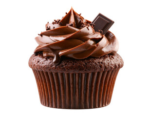  Chocolate Cupcake with Dripping Ganache Icing, isolated on transparent background PNG