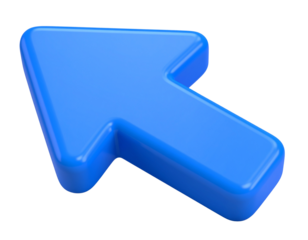  Minimal Blue 3D Cursor Icon with Shadow Projection, isolated on transparent background PNG