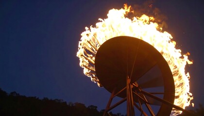 Fiery disc erupts against a night sky