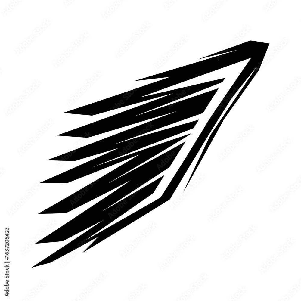 Poster abstract black wing shape with sharp feather-like elements