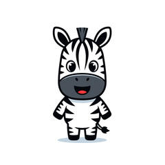 Obraz premium Cute Cartoon Zebra with Black and White Stripes and Smiling Face