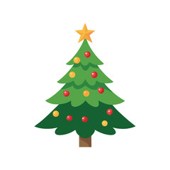 Christmas Tree Icon Vector – Festive Illustration on White Background