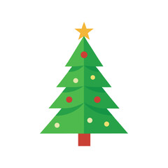 Classic Decorated Christmas Tree Illustration – White Background