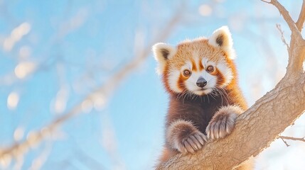 Red Panda sitting on a tree branch
