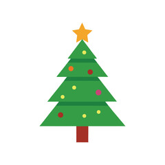 Decorated Christmas Tree Vector Art – Flat Illustration for Holidays
