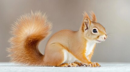 Red Squirrel a bold mammal of the Rodentia order, captured in a close-up portrait, showcasing its rich woolly fur.