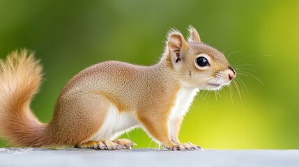 Red Squirrel a bold mammal of the Rodentia order, captured in a close-up portrait, showcasing its rich woolly fur.