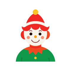 Vector Art of Holiday Clown in Christmas Outfit on White Background