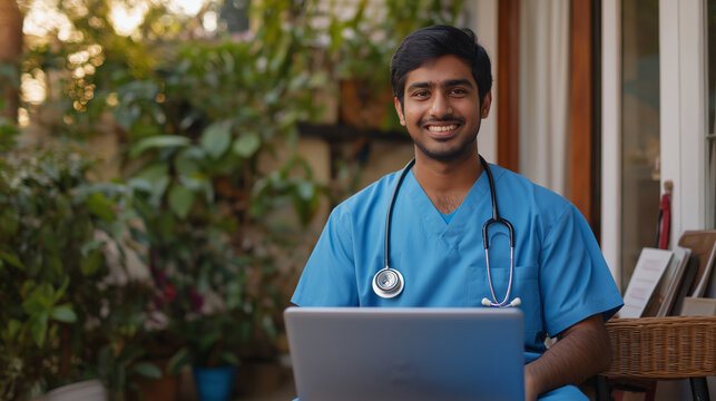 Telemedicine doctor online consultation medical professional laptop use