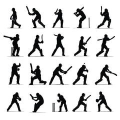 cricket silhouette set, Black & White silhouette set