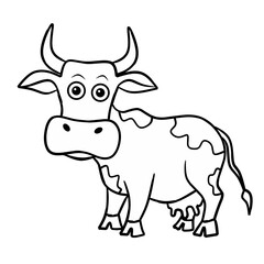 vector line illustration of cartoon cow