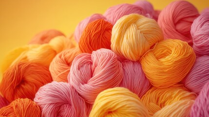 Colorful yarn balls in warm tones