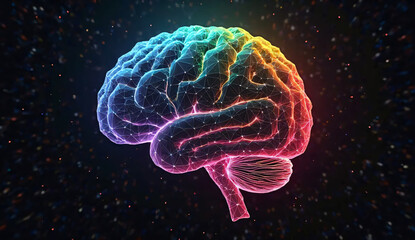 fondo impactante que presenta una forma de cerebro digital, representada de manera artística y contemporánea. Este diseño evoca la sensación de inteligencia y tecnología.