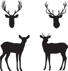 Deer and Antler Silhouette Nature Composition