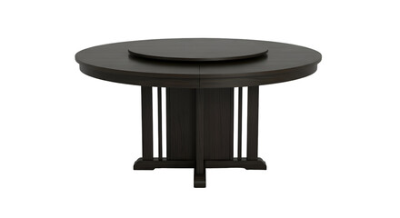 Round Wooden Table Sits Beautifully with Lazy Susan on Transparent Background, Furniture Themes