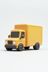 Fototapeta premium 3D cartoon yellow delivery truck