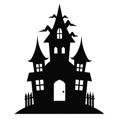 haunted house silhouette vector illustration