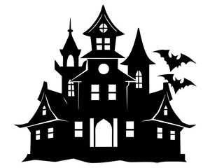 Obraz premium haunted house silhouette vector illustration