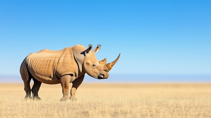 Rhino horn birds closeup wildlife animal
