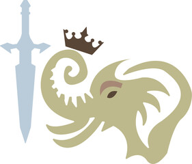 Vector image of an elephant with its sword