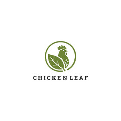 Fototapeta premium Chicken leaf logo vector icon illustration style