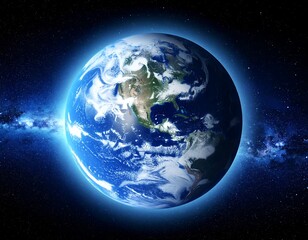 Earth seen from space, with a glow