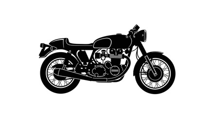 Obraz premium Classic vintage motorcycle depicted as a black silhouette in a clean side profile illustration.