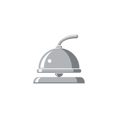 Fototapeta premium Illustration of a silver service bell with a curved handle on a white background, simple and elegant.