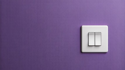 Title: White electric light switch on purple wall background 

