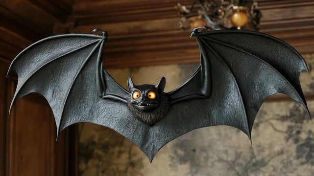Animated Bat Decoration with Glowing Eyes, Halloween or Holiday Decor