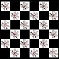Flower Background Tiles Black and White