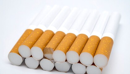 A stack of cigarettes on a white background
