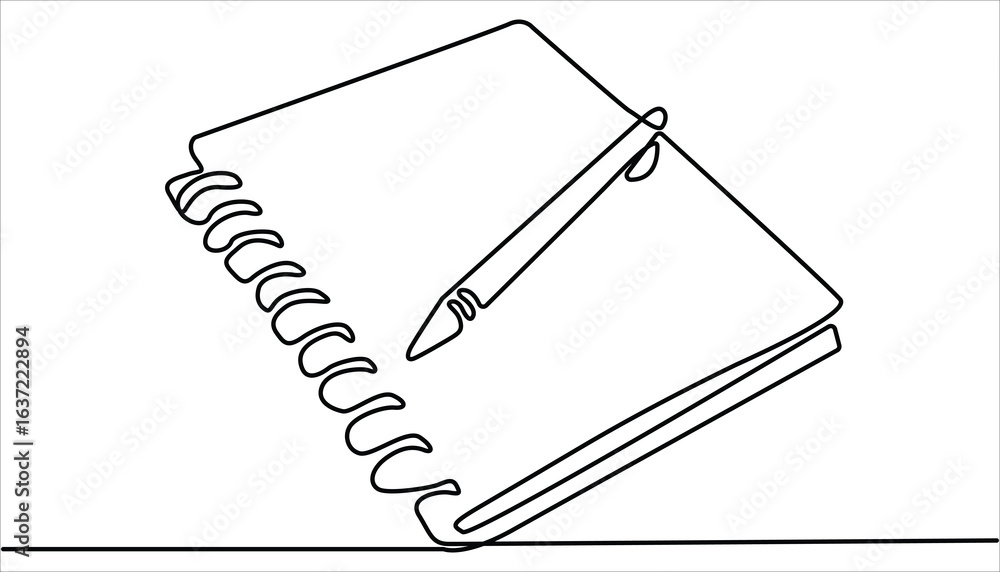 Poster continuous one line book with pen drawing outline vector illustration and world book day concept des