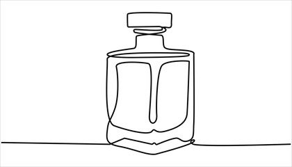 
Continuous Line Perfume Bottle Icon, Shampoo bottle continuous one line drawing vector illustration. One line art of perfume, beau de toilette, tester, spray, aroma, pheromones, love potion, feeling.