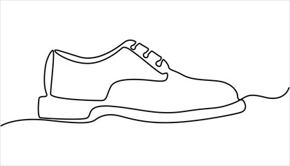 Premium vector shoe continuous one line drawing on white background concept of shoe business, Sport Sneaker shoes in continuous line art drawing style, one continuous line drawing of shoe- footwear.