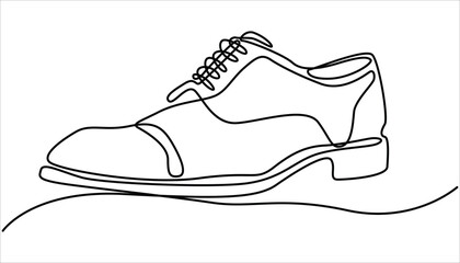 Premium vector shoe continuous one line drawing on white background concept of shoe business, Sport Sneaker shoes in continuous line art drawing style, one continuous line drawing of shoe- footwear.