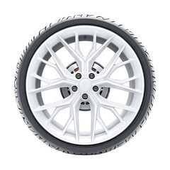 Obraz premium White car wheel isolated on black background