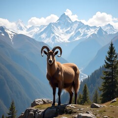 Fototapeta premium mountain goat on the mountain