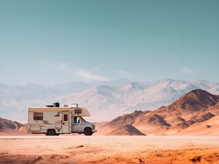 Obraz premium Vintage RV in Desert Oasis