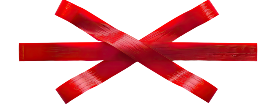 Red X-shaped design on black background