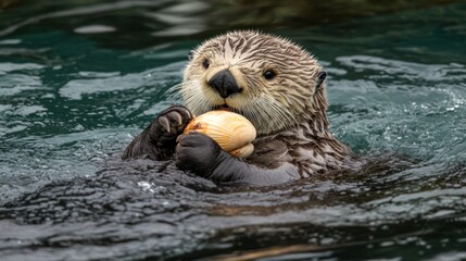 Sea Otter eating a clam