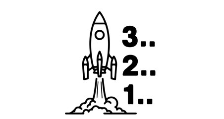 Rocket launch countdown svg vector image for space exploration and innovation projects and designs one hundred chars