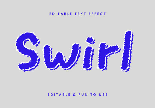 Blue And White Swirl Outline Font Vibrantion Decorative Text Effect