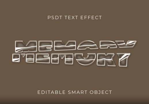 White Memory Glass Cut Font Trasnparent Cutting Text Effect