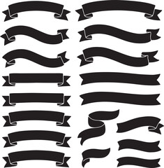 Obraz premium Collection of Black Ribbon Banner Silhouettes for Graphic Design and Decoration