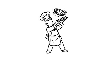 Chef tossing pizza dough in the air italian food preparation culinary arts restaurant kitchen professional 100