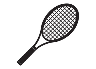 Black Tennis Racket Silhouette Vector Icon for Sports Design.