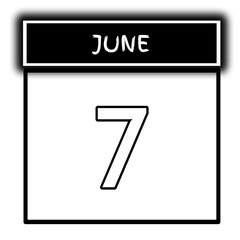 black color calendar frame June month date 7
