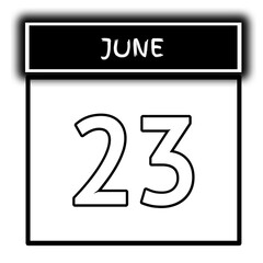 black color calendar frame June month date 23
